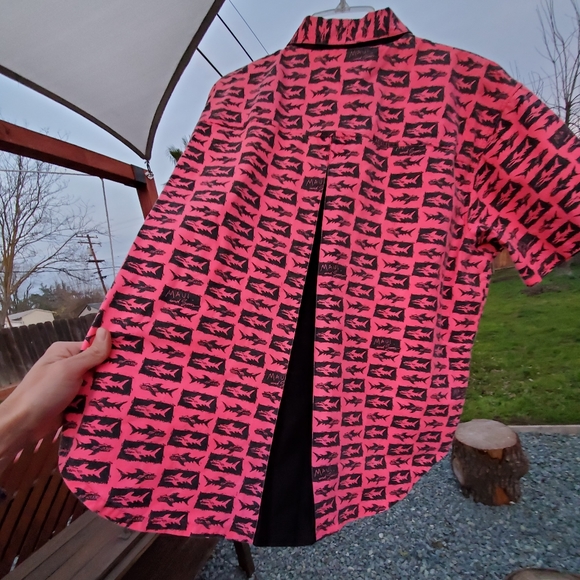 Maui and Son's Men's Short Sleeve Shirt. Hot Pink/Black. Homemade. LNPWC. - Picture 7 of 15